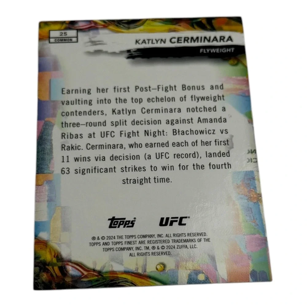 2024 Topps Finest UFC Katlyn Cerminara Common Card 25 Flyweight MMA Chrome
